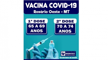 ROSÁRIO OESTE: Secretaria de Saúde começa vacinar idosos de 65 a 69 nesta quarta feira