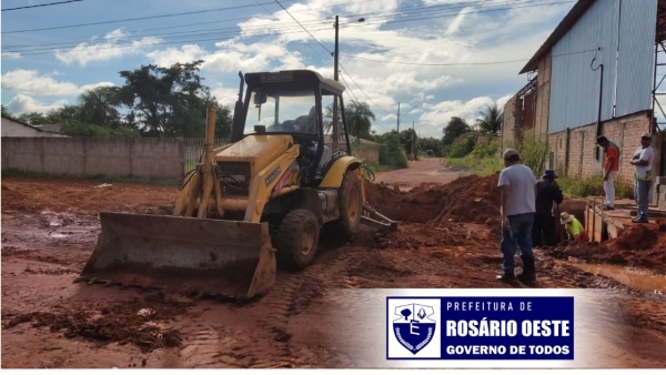 O Prefeito Alex Berto, através da Secretaria de Infraestrutura realiza obras de drenagem na Av. Cel. Artur Borges