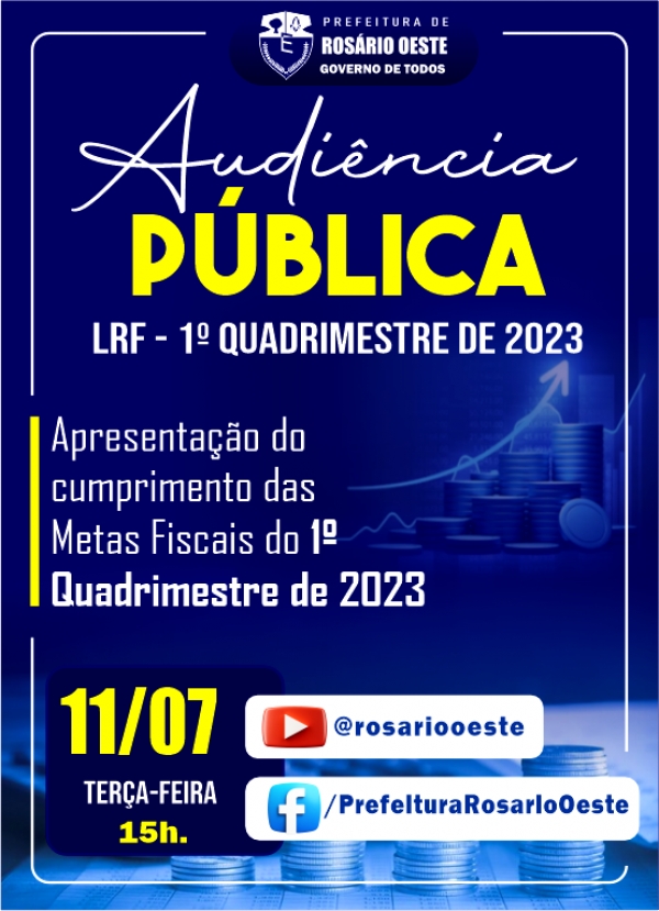 Prefeitura de Rosário Oeste realiza Audiência Pública para Apresentação das Metas Fiscais do 1º Quadrimestre de 2023