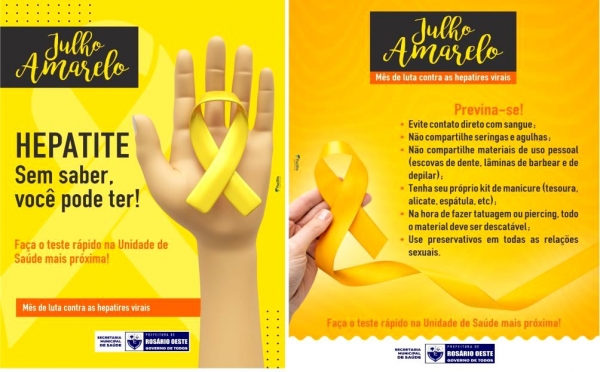 Campanha JULHO AMARELO - Combate as Hepatites Virais.