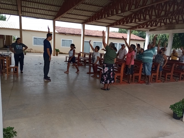 Prefeitura de Rosário Oeste realiza atividades com grupo de Hiperdia da Unidade de Saúde do Bairro Nossa Senhora do Rosário.